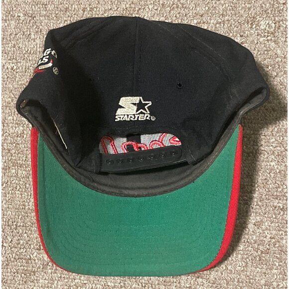 Vintage 90s Starter Chicago Bulls Script NBA Snapback Hat Cap 100% Wool OSFA - Picture 6 of 10